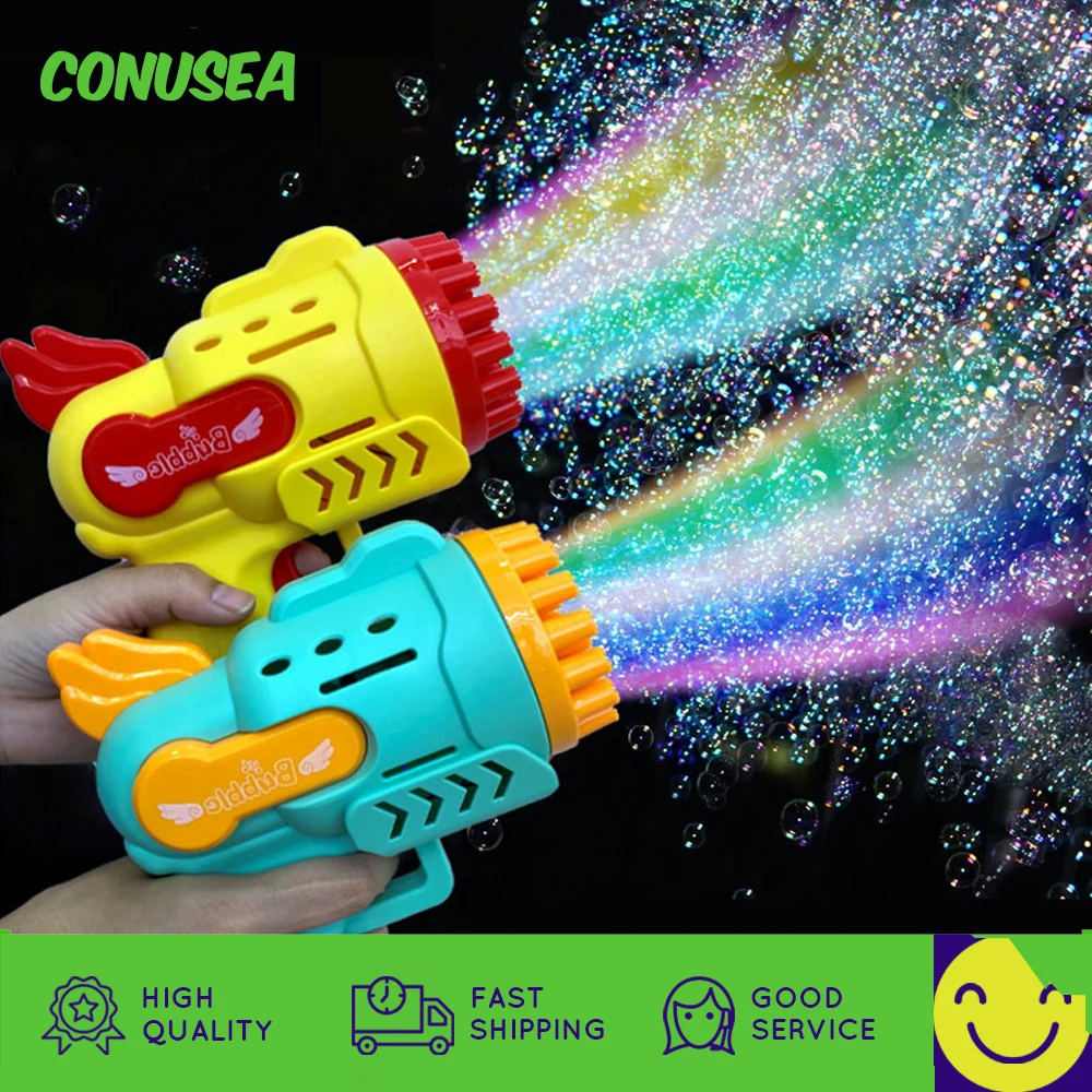 Kids Rocket Bubble Gun Blower Holes Bubble machine Summer Soap bubbles Toys for children girl Boys outdoor games