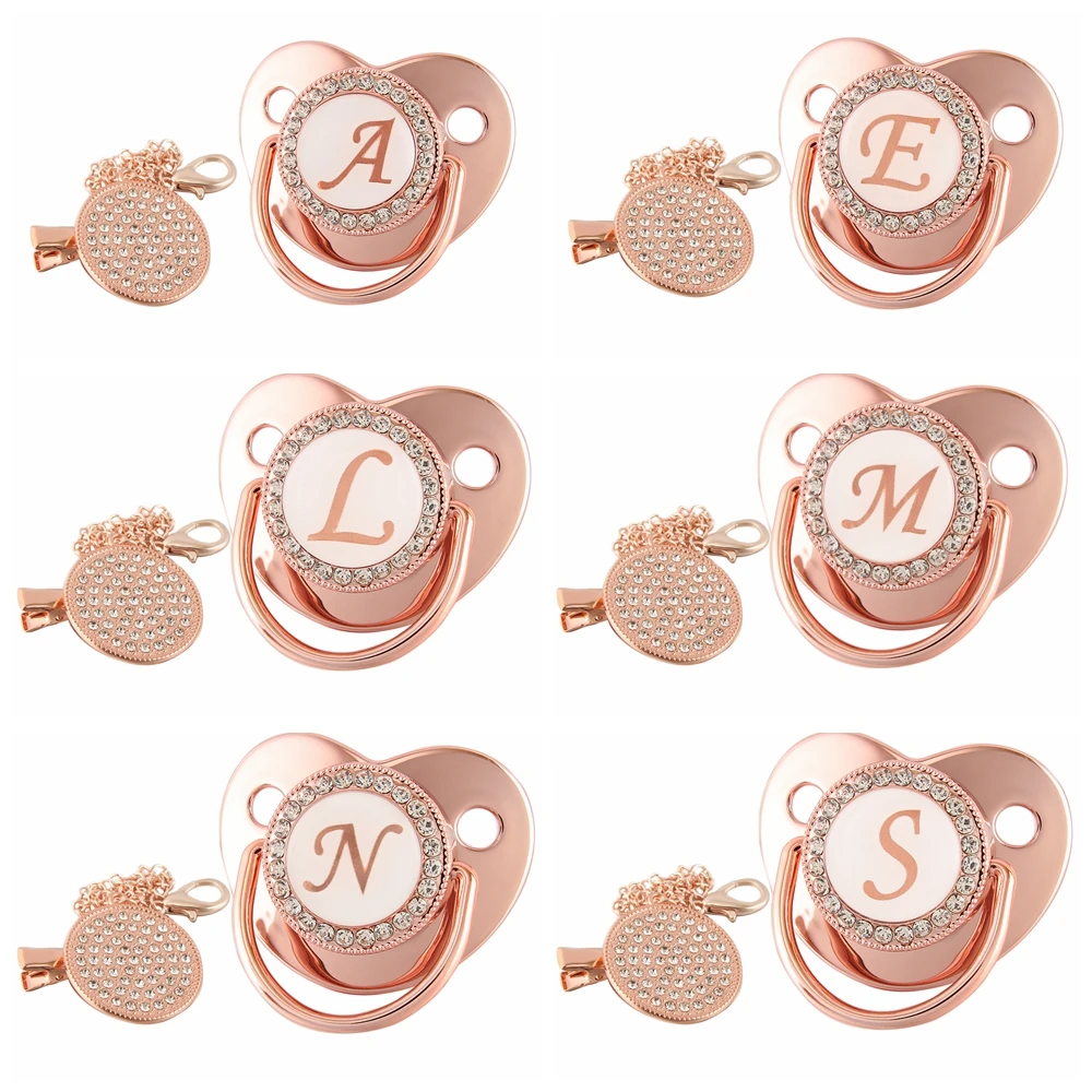 Luxury Newborn Baby Pacifier with Chain Clip and Case Holder Gift Set for Baby Shower Gifts