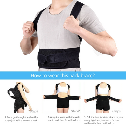 2 in 1 Adjustable Back Brace Posture Corrector Protection Spine Pain Relief Belt Women Men Back Shoulder Support Preventing Humpback