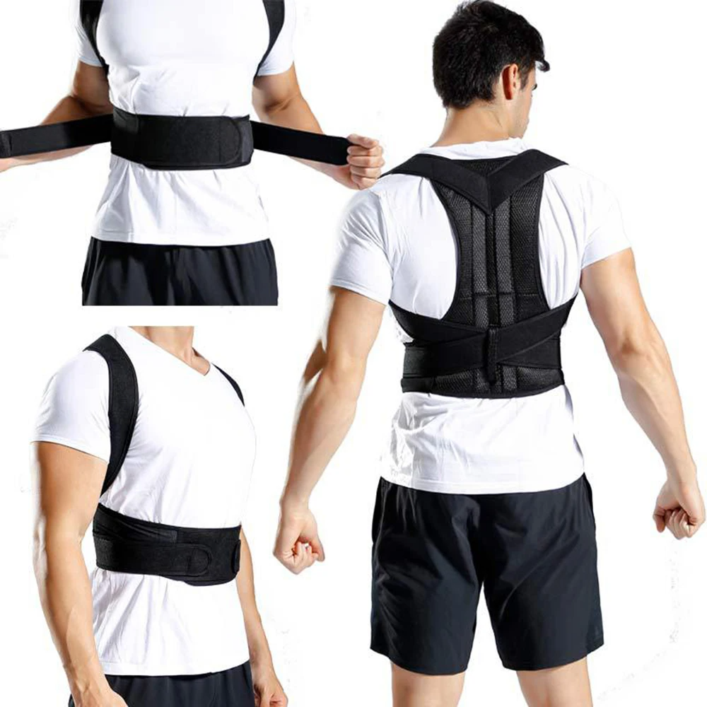 2 in 1 Adjustable Back Brace Posture Corrector Protection Spine Pain Relief Belt Women Men Back Shoulder Support Preventing Humpback