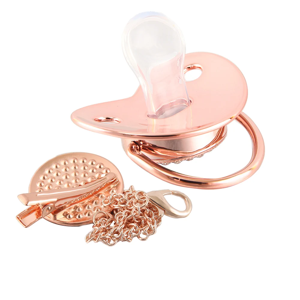 Luxury Newborn Baby Pacifier with Chain Clip and Case Holder Gift Set for Baby Shower Gifts