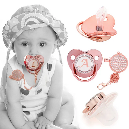 Luxury Newborn Baby Pacifier with Chain Clip and Case Holder Gift Set for Baby Shower Gifts