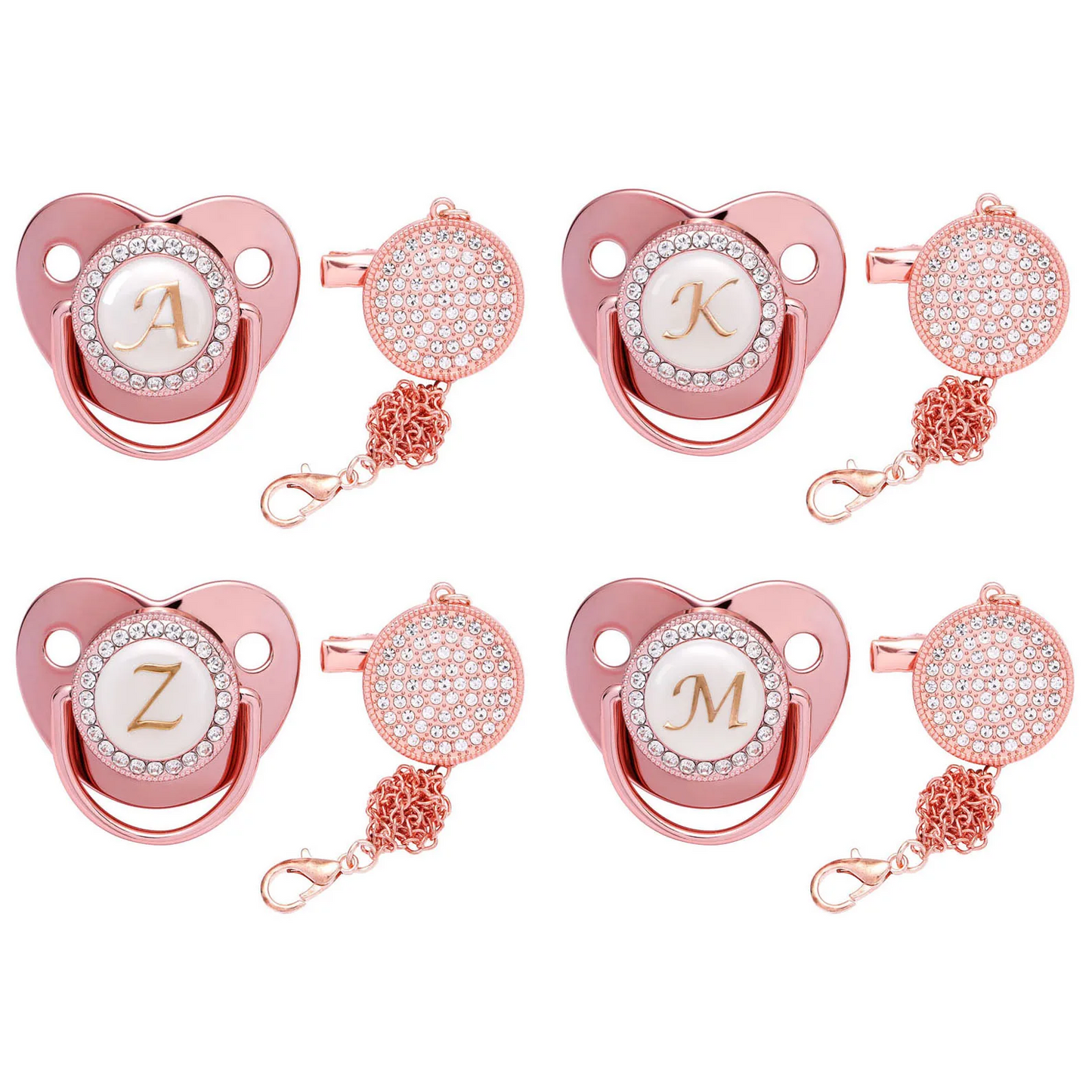 Luxury Newborn Baby Pacifier with Chain Clip and Case Holder Gift Set for Baby Shower Gifts