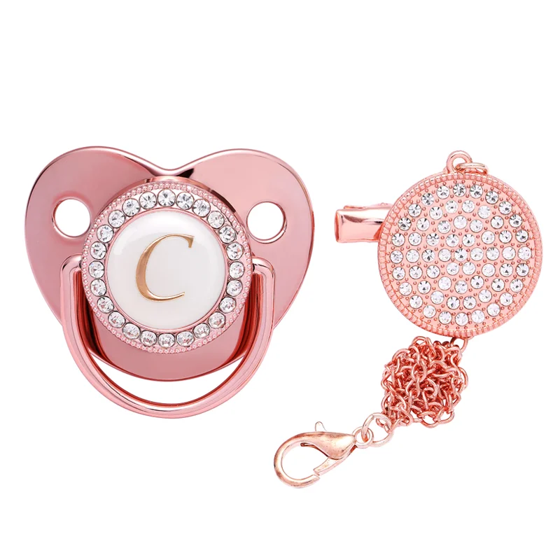 Luxury Newborn Baby Pacifier with Chain Clip and Case Holder Gift Set for Baby Shower Gifts