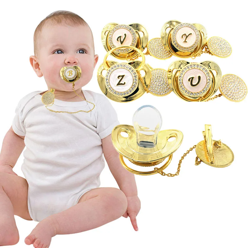 Luxury Newborn Baby Pacifier with Chain Clip and Case Holder Gift Set for Baby Shower Gifts